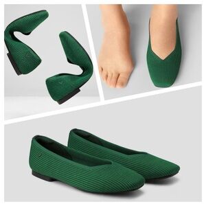 VIVAIA Square-Toe V-Cut Flats (Margot 2.0) Green size 40